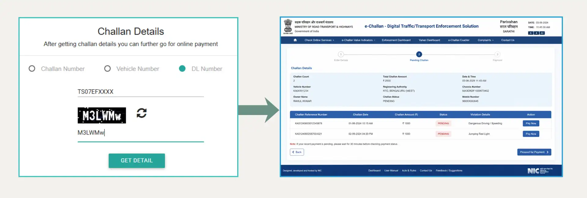 Challan Status Banner